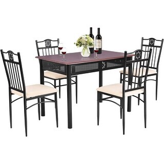 Modern 5-Piece Dining Table Set for 4, 42" Rectangular Table with 4 ...