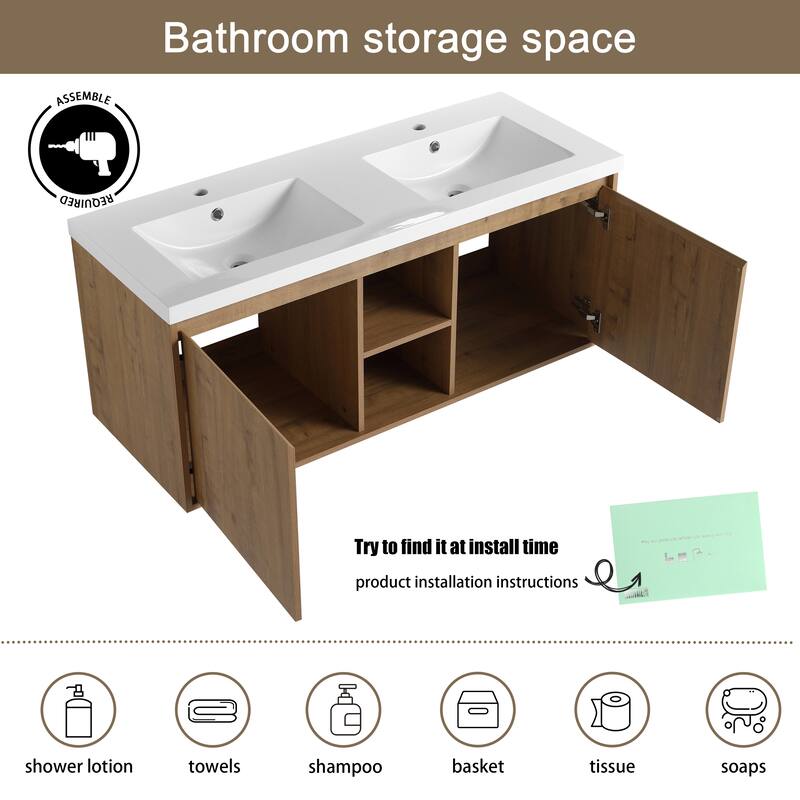 Malwee 48" Floating Bathroom Vanity with Resin Sink