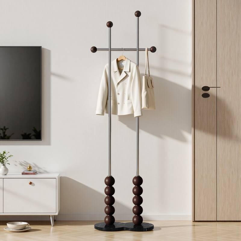 Metal Freestanding Coat Rack with Heavy Duty Marble Base - 70"H x 19.7"W (top) × 17.7"(base) x 9.8"D