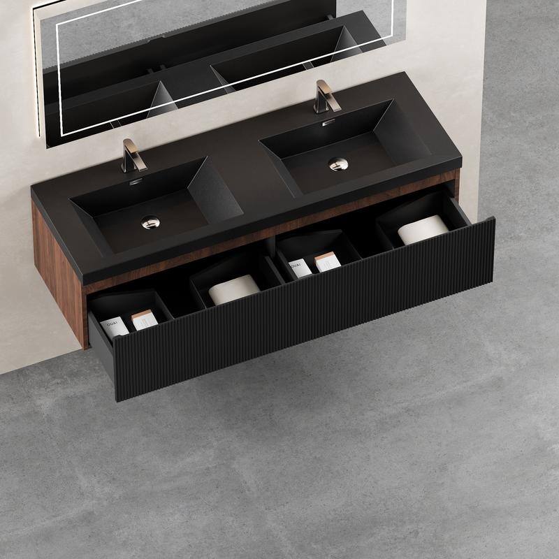 ABRUZZO Floating Vanity with Integrated Top Sink Soft-Close Wall-Mount Bathroom Cabinet