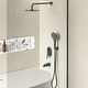 preview thumbnail 9 of 8, 3-Functions Wall Mount Shower System Rainfall Shower Head - Matte Black 10 inch