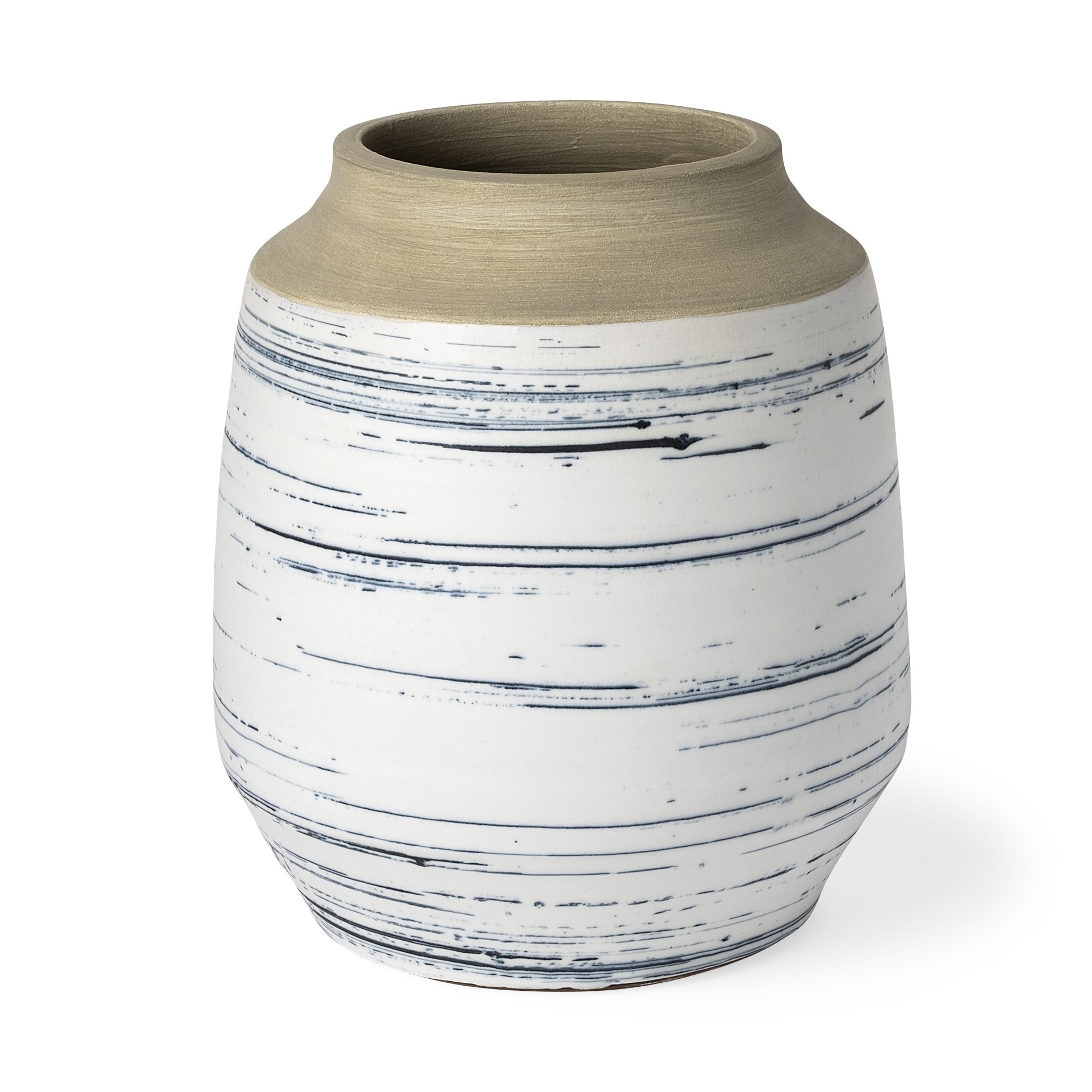 Blue Sand And White Abstract Cylinder Ceramic Table Vase