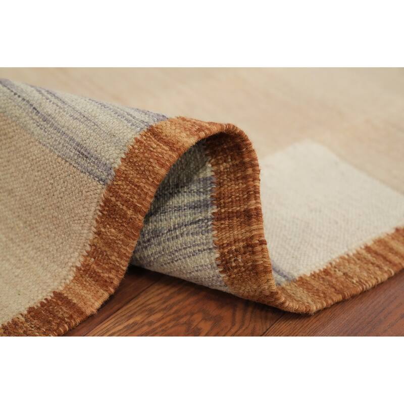 Hand Woven Oriental 100% Wool Carpet Southwestern Modern Beige & Ivories Kilim Area Rug - 6' 3'' X 4' 0''