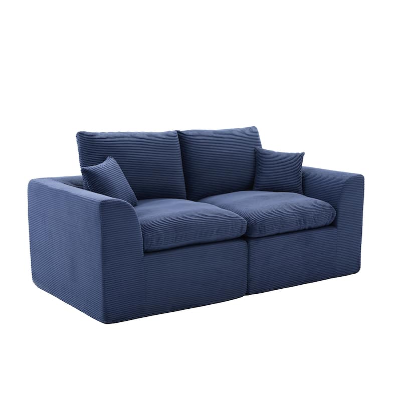 Modern 2-Seater Corduroy Cloud Sofa Modular 2-Piece Sectional Sofa with Removable Covers, for Living Room, Bedroom & Dorm