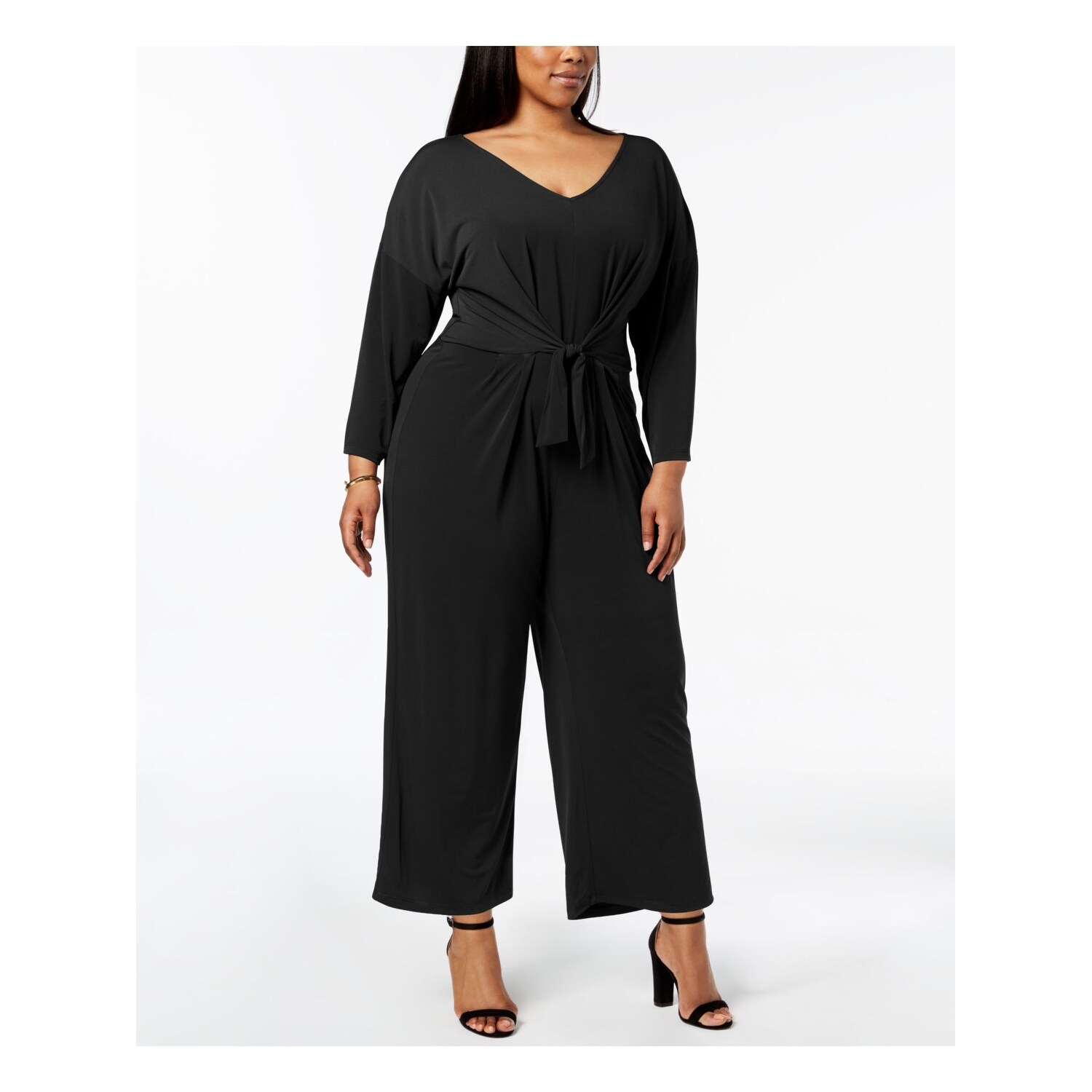 long sleeve black jumpsuit plus size