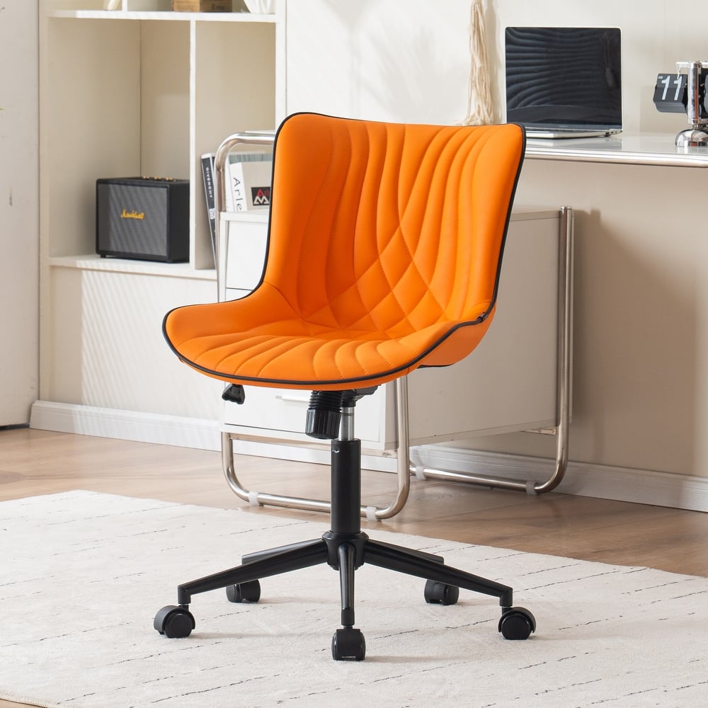 Armless Office Chair Swivel Home Office Desk Chairs with Wheels