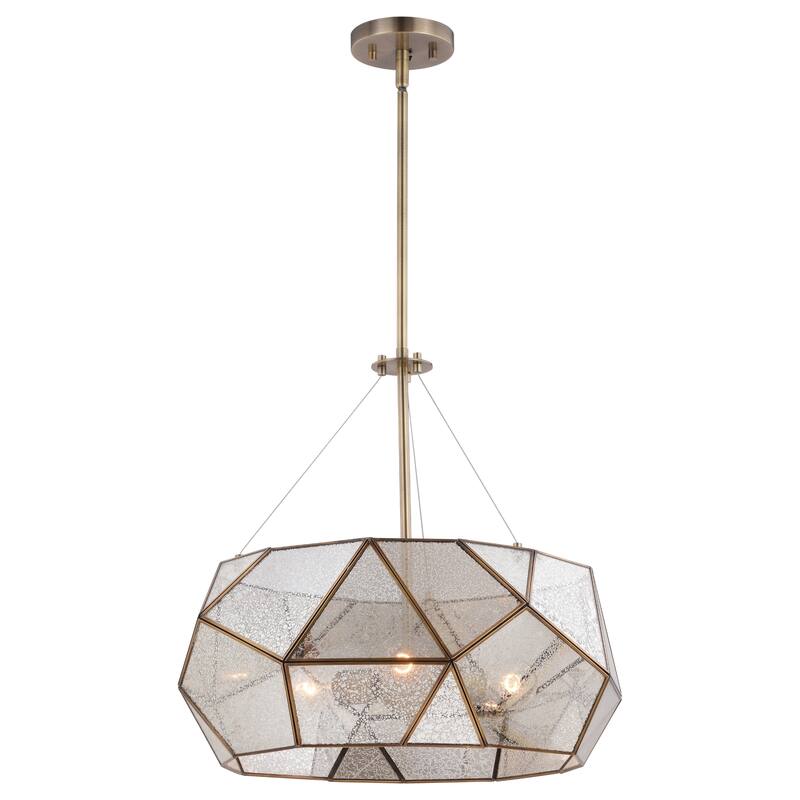 Euclid Mercury Glass/ Brass Mid-Century Modern Pendant Light