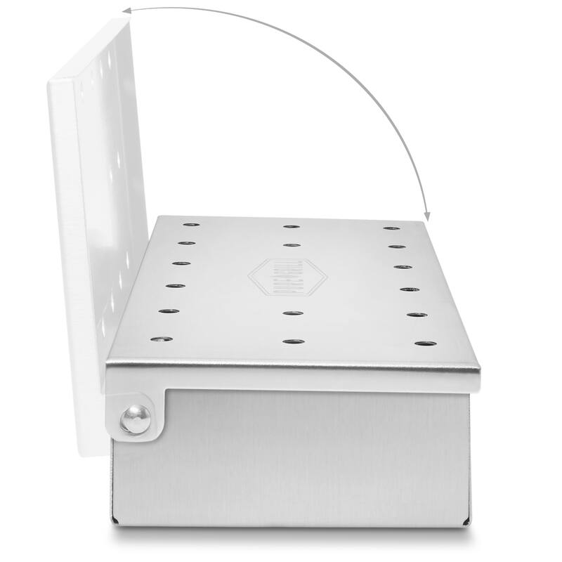 Stainless Steel BBQ Smoker Box with Hinged Lid for Wood Chips