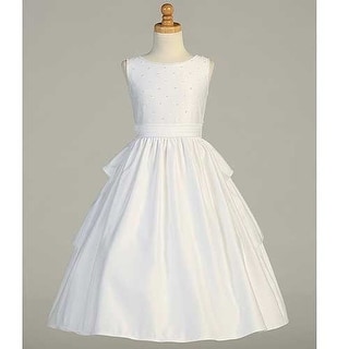 girls white satin dress
