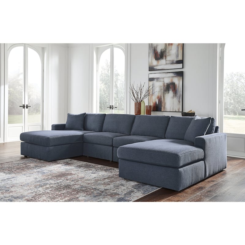 Signature Design by Ashley Modmax 4-Piece Double Chaise Sectional - 142"W x 68"D x 36"H - Blue