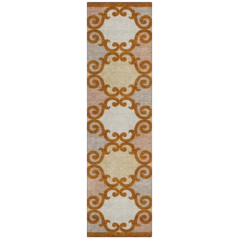 Machine Washable Indoor/ Outdoor Chantille Scroll Rug