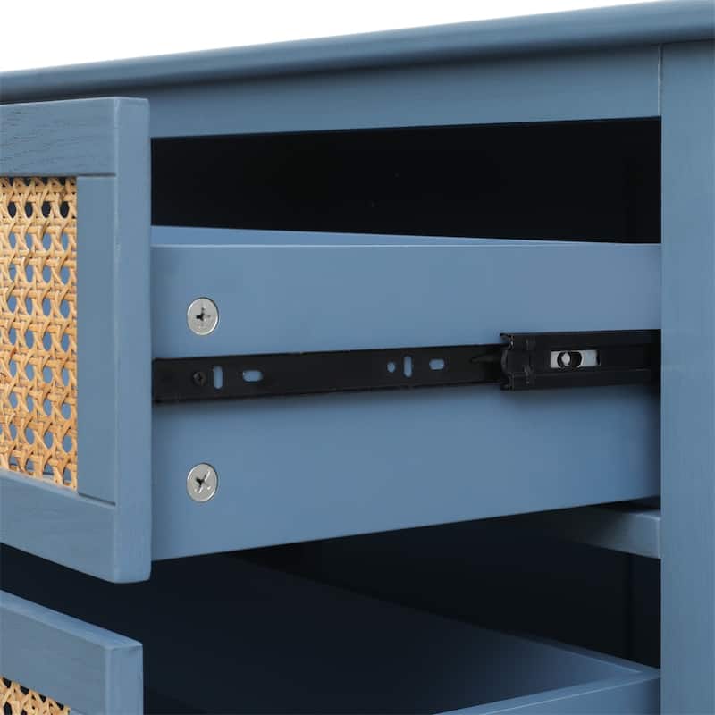 3 Drawer Nightstand,Natural Rattan,Suitable for Bedroom