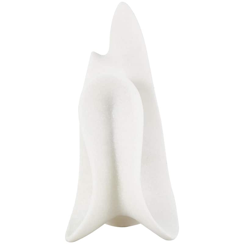 Polystone Abstract Wavy Shaped Decorative Sculpture with Cutouts and Speckled Texturing - White - Roche River Decor