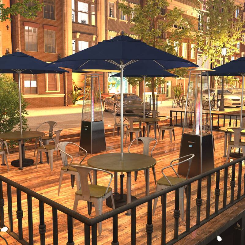 California Umbrella 7.5' Rd. Aluminum Frame, Fiberglass Rib Market Umbrella, Push Open,Anodized Silver Finish, Pacifica Fabric - Navy Blue