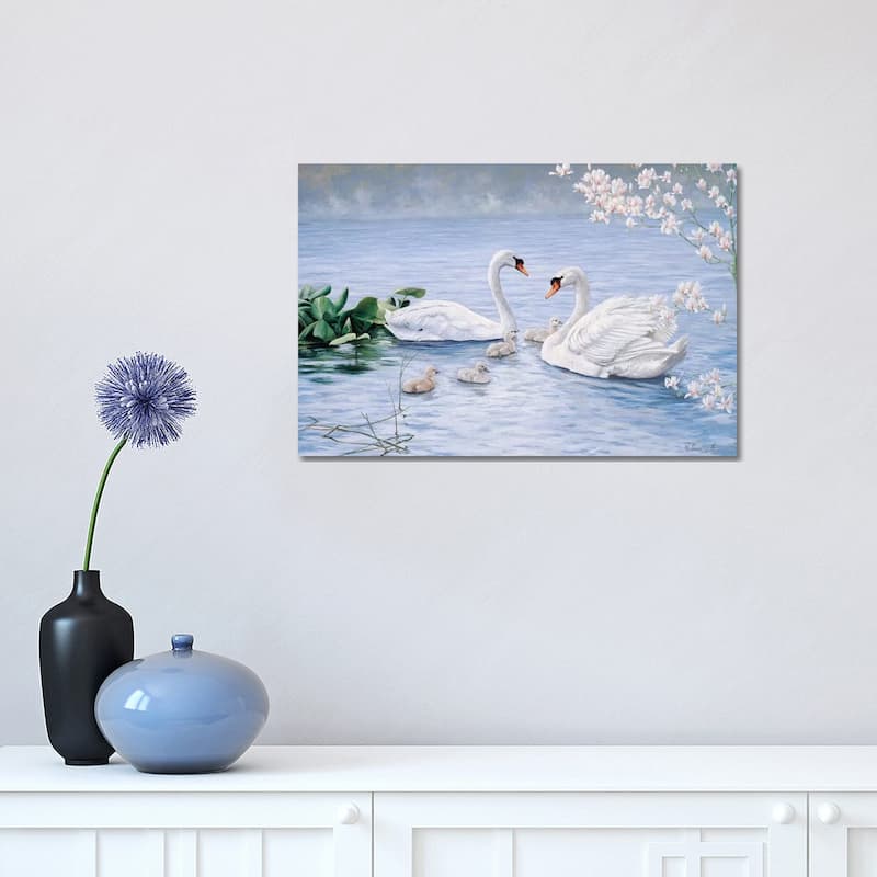 iCanvas "Proud Swan Family" by Peter Motz Canvas Print - 12x18x1.5