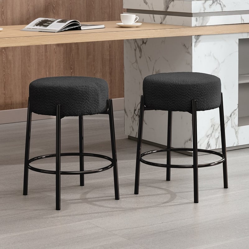 Mixoy Backless 24"Counter Height Velvet Bar Stools with steel Legs