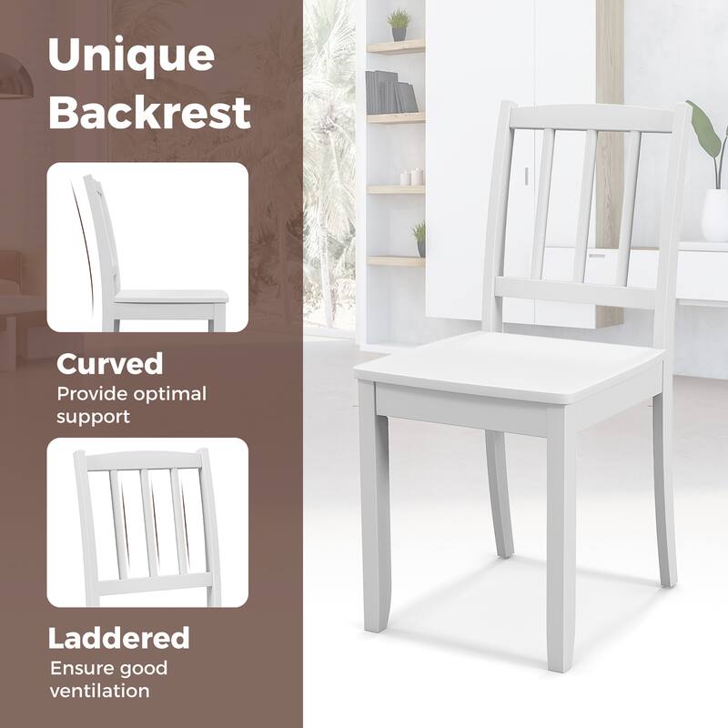 Gymax Wood Dining Chair Set of 4 w/ Rubber Wood Legs Curved Backrest