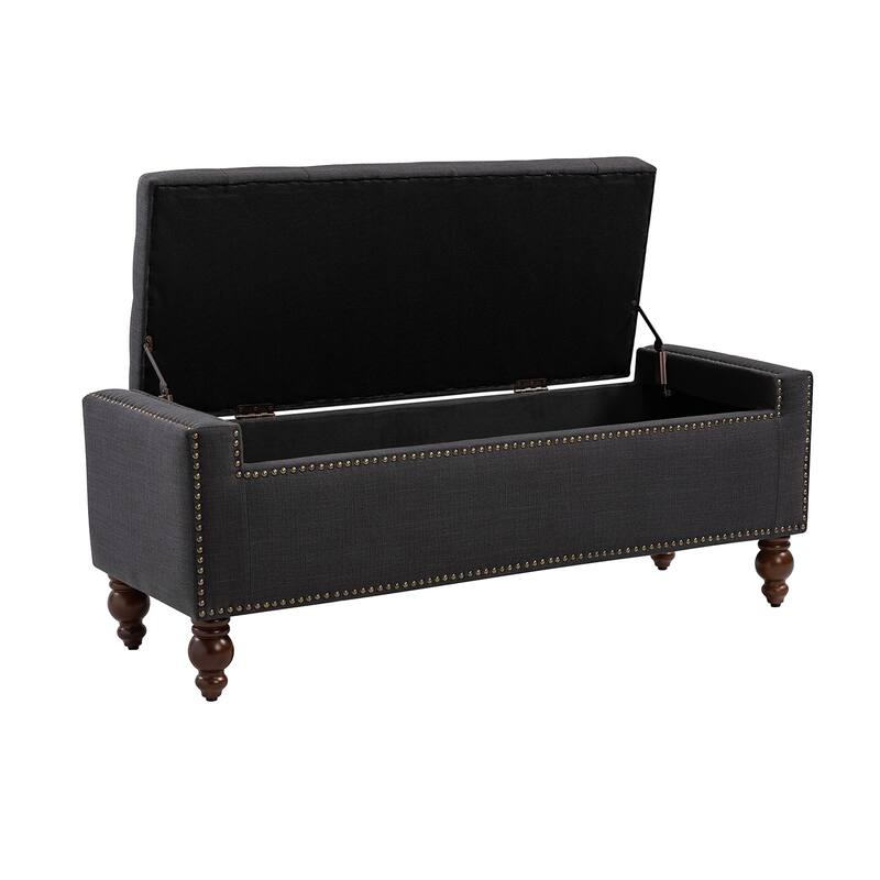 Felix Classic Button-Tufted Storage Bench With Nailhead Trims By HULALA HOME