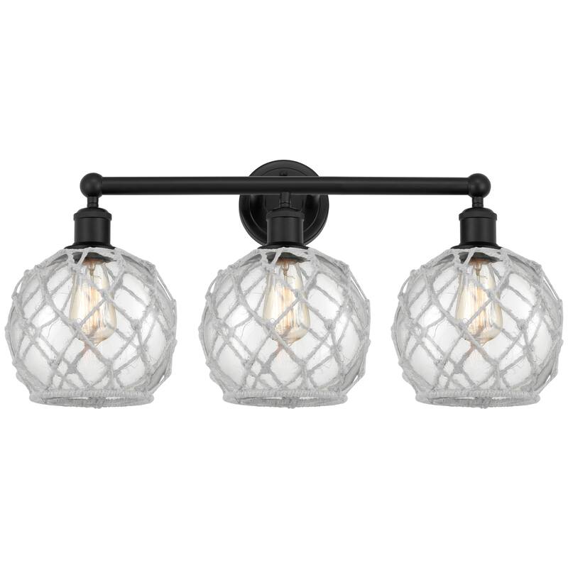 Innovations Lighting Endless Possibilities Edison - Farmhouse Rope - 3 Light 26" Bath Vanity Light - Clear Glass with White Rope/Matte Black