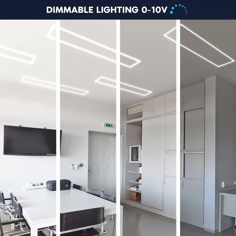 Luxrite 1x4 FT Edge-Lit Frame LED Panel Lights, 5CCT Selectable, 2600/3900/5200LM, 0-10V Dimmable, Damp Rated 4 Pack