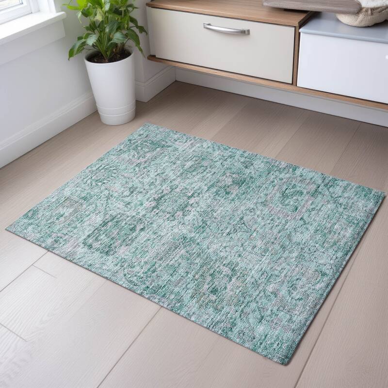 Premium Washable Super Soft Traditional Farmhouse Mayfield Rug - Teal - 1'8" x 2'6"