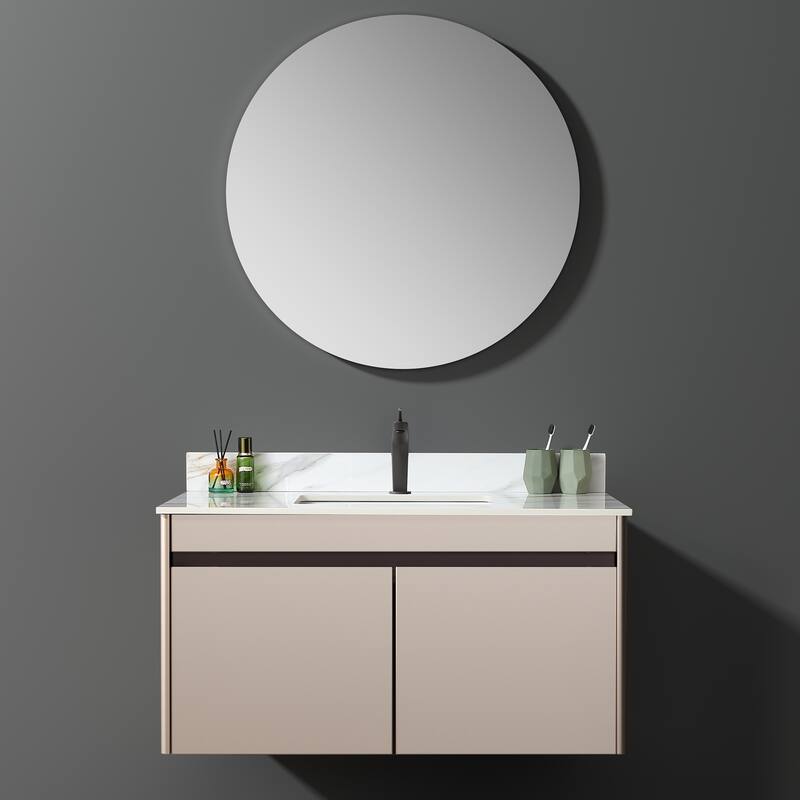 31 Inch Marble Vanity Top,Bathroom Vanity Top with Undermount Rectangular Middle Sink and 4 Inch Height Backsplash