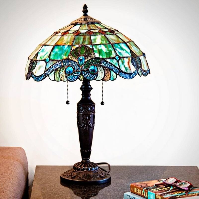 Gracewood Hollow Asdreni 20-inch Stained Glass Tiffany Lamp - 14"L x 14"W x 20.25"H