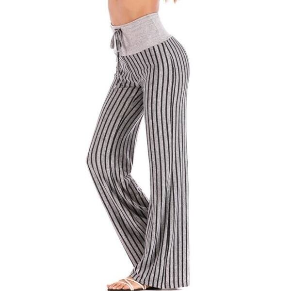 Shop Women Pants Wide Leg Pants High Waisted Drawstring Casual