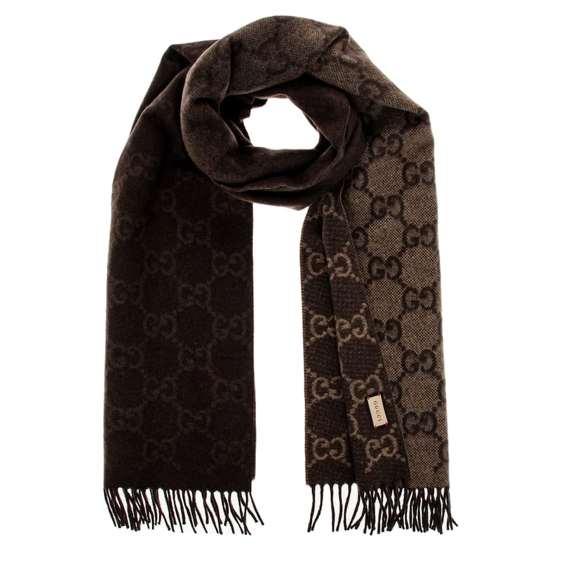 Gucci Oversized Cashmere Scarf - Brown and Beige