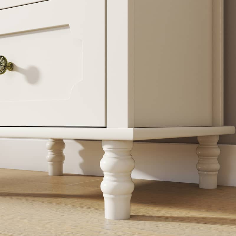 Storage Accent Cabinet Sideboard Buffet, Credenza with Glass Doors and Drawer for Dining Room, Entryway and Living Room