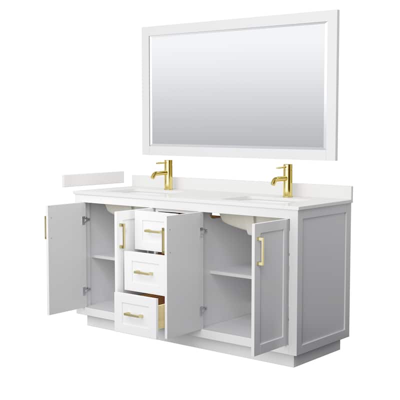 Miranda 66-inch Double Vanity, Quartz Top, 58-inch Mirror