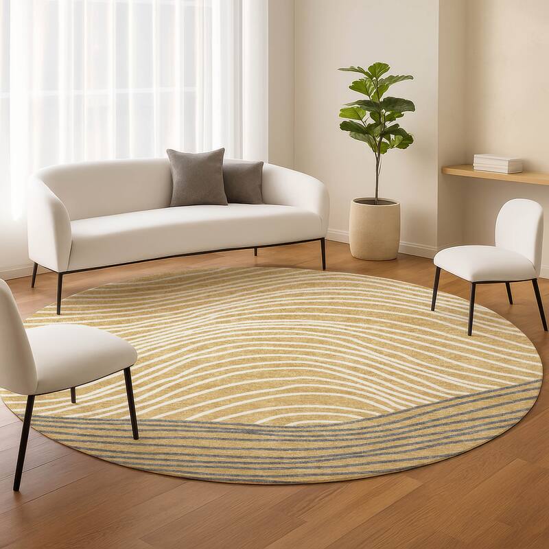 Machine Washable Indoor/ Outdoor Modern Arches Chantille Rug