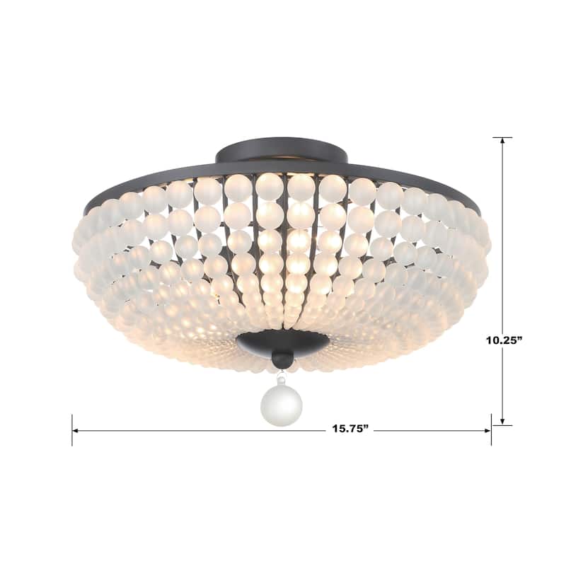Bella 3 Light Matte Black Ceiling Mount - 15.75"W x 10.25"H