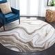 preview thumbnail 62 of 98, SAFAVIEH Craft Clytie Modern Abstract Marble Pattern Rug 8' Round - Gold/Grey - Round