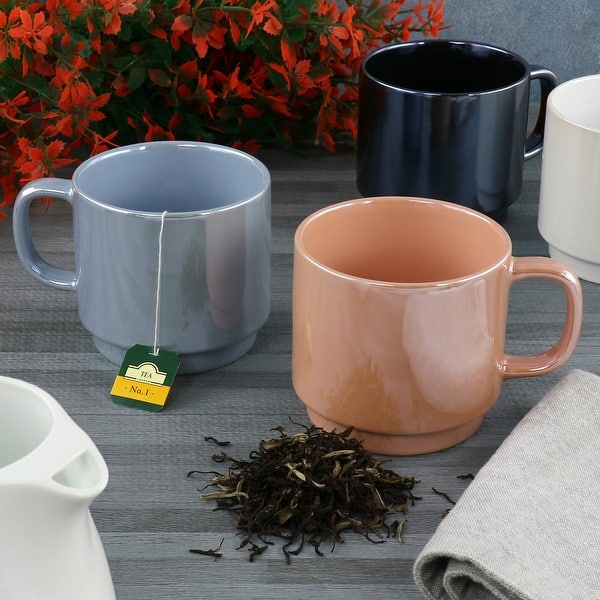 12oz coffee mugs MORA Ceramics 12oz Coffee Mug Set of 4 - Ceramic Tea Cups with Handle - Microwave and Dishwasher Safe, Perfect For Cup or Mug Lovers