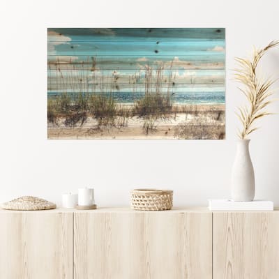 "Beach Sand Dunes" Photograph Print on Planked Wood Wall Art