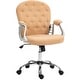 preview thumbnail 1 of 16, Teddy Fleece Home Office Chair, Upholstered Vanity Chair with Armrests, Swivel Rolling Chair with Back and Wheels khaki
