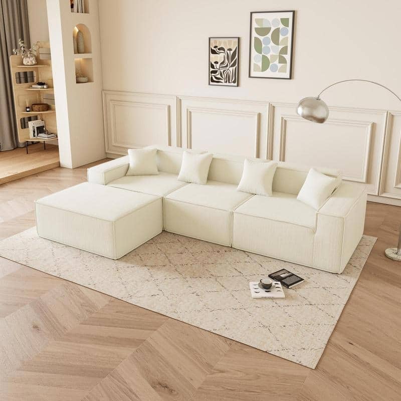 Modular L-Shaped Sofa, Deep Seat, Space-Saving, Easy Assembly