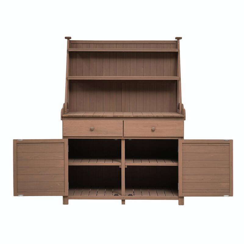65-inch Garden Potting Bench - Fir Wood Workstation with Storage Shelf, Drawer