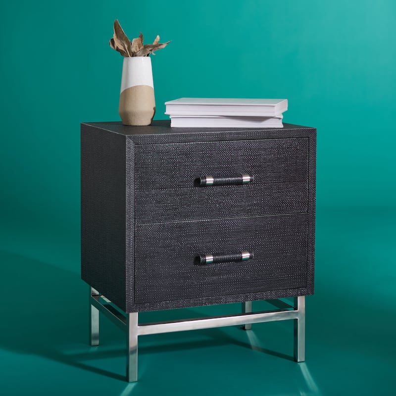 SAFAVIEH Couture Viviyana 2-Drawer Nightstand - Black/Silver