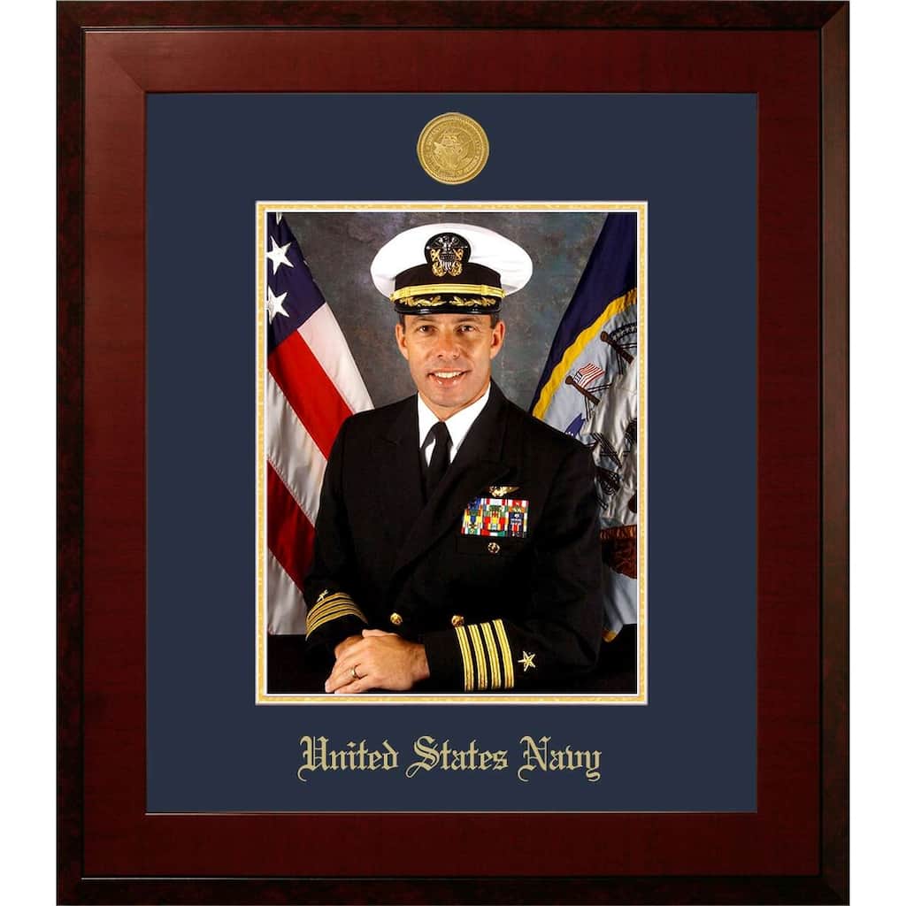 Patriot Frames Navy 8x10 Portrait Honors Frame with Gold Medallion
