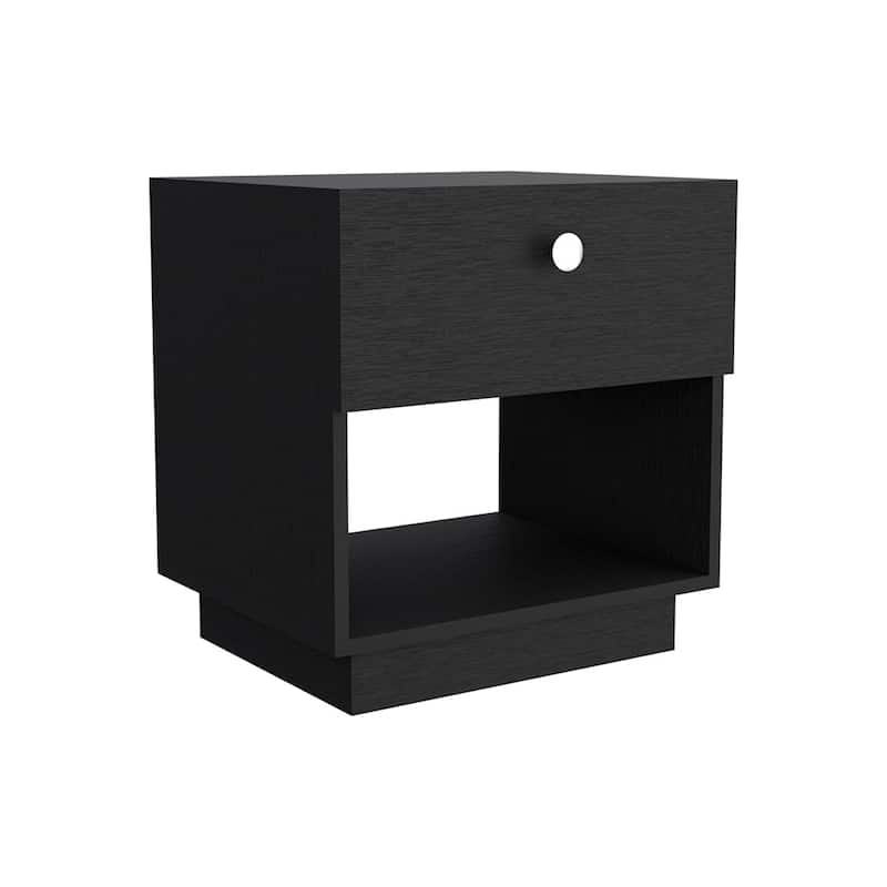 Single Drawer Nightstand 19"H with Open Storage Shelf, White