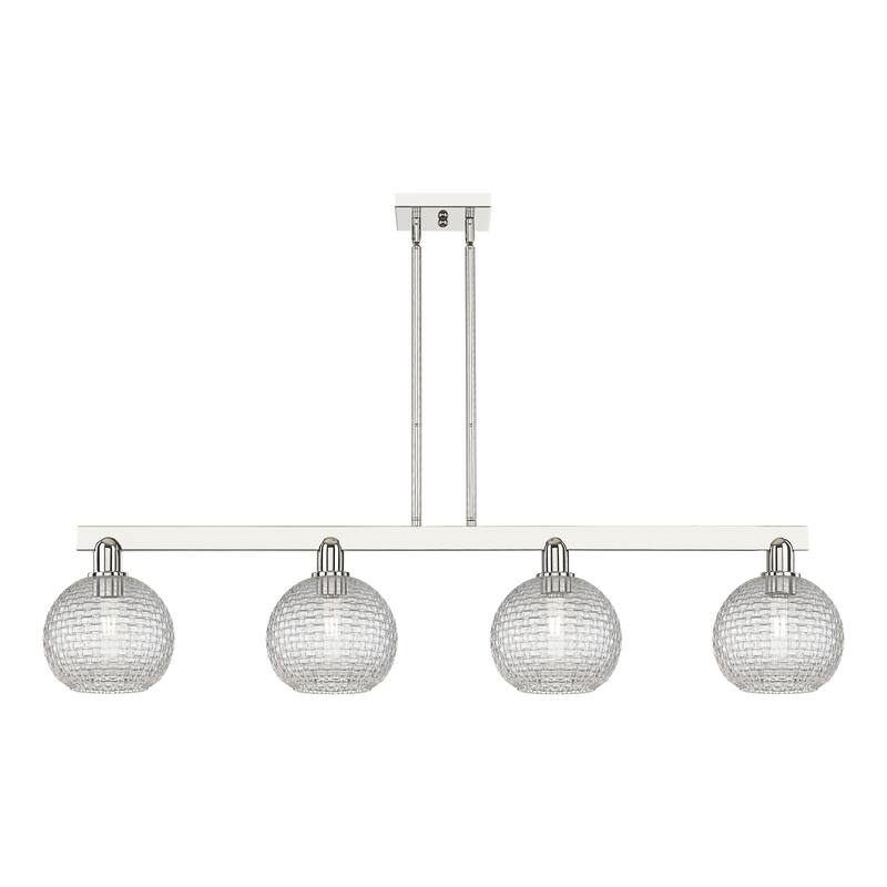 Innovations Lighting Endless Possibilities Arcadia - Athens - 4 Light 51" Basketweave Stem Hung Island Light - Polished Nickel