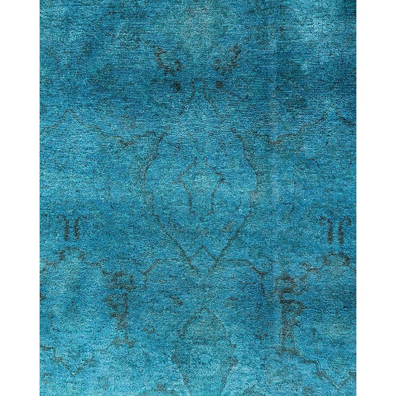 Overdyed, One-of-a-Kind Hand-Knotted Area Rug - Blue - 12' 3" x 17' 9"