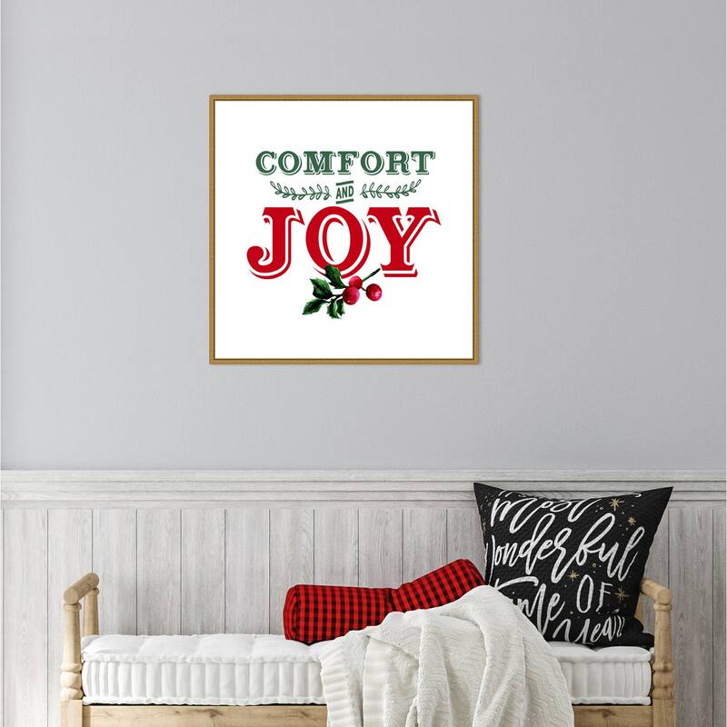 Comfort and Joy Holly Berry by Amanti Art Portfolio Framed Canvas Wall Art