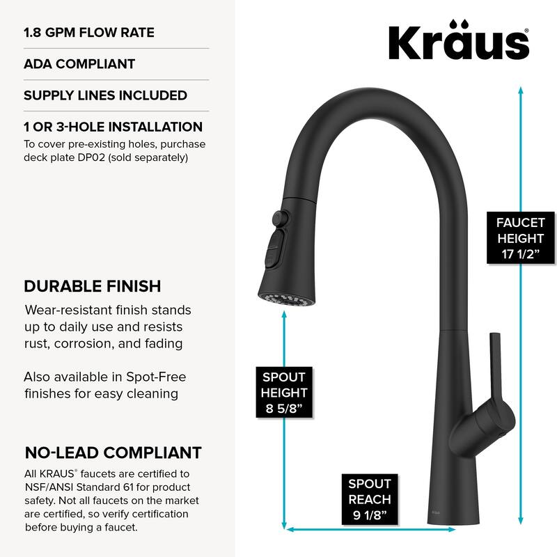 KRAUS Odelia 4-Function Single Handle Pull Down Kitchen Faucet