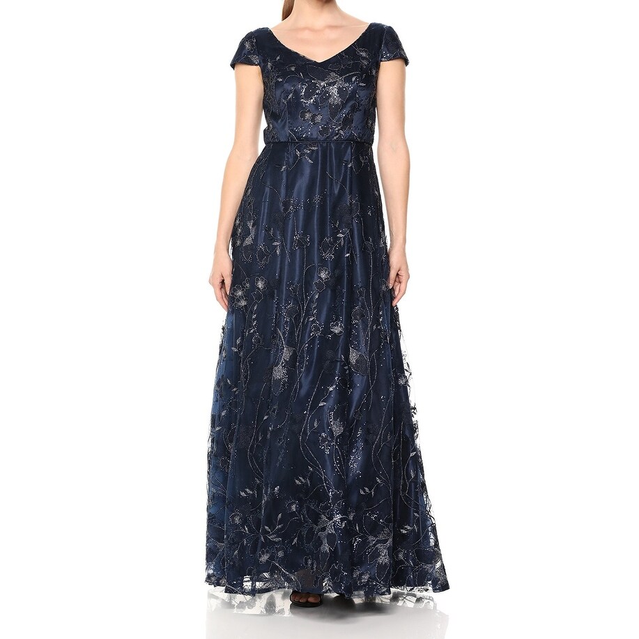 alex evenings sequined floral embroidered midi dress