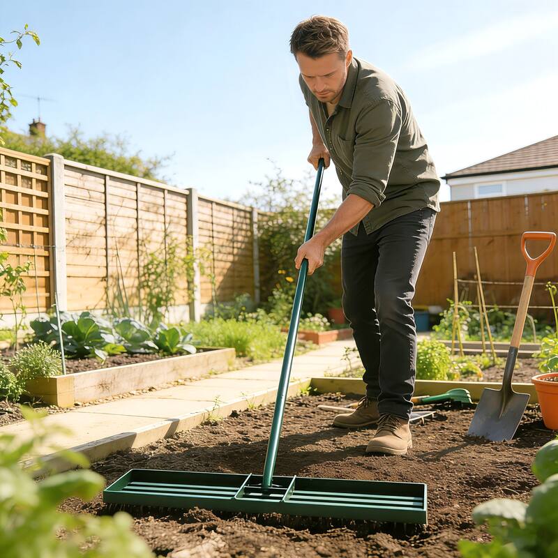 Outsunny Lawn Leveling Rake, 30" x 10" Heavy Duty Yard Leveling Rake with 66.5" Handle, Lawn Leveler for Backyard
