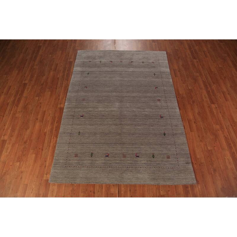 Tribal Gabbeh Area Rug Handmade Oriental Wool Carpet - 5'3" x 7'6"