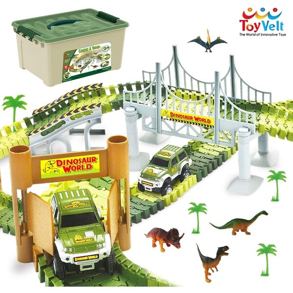 car track with dinosaur